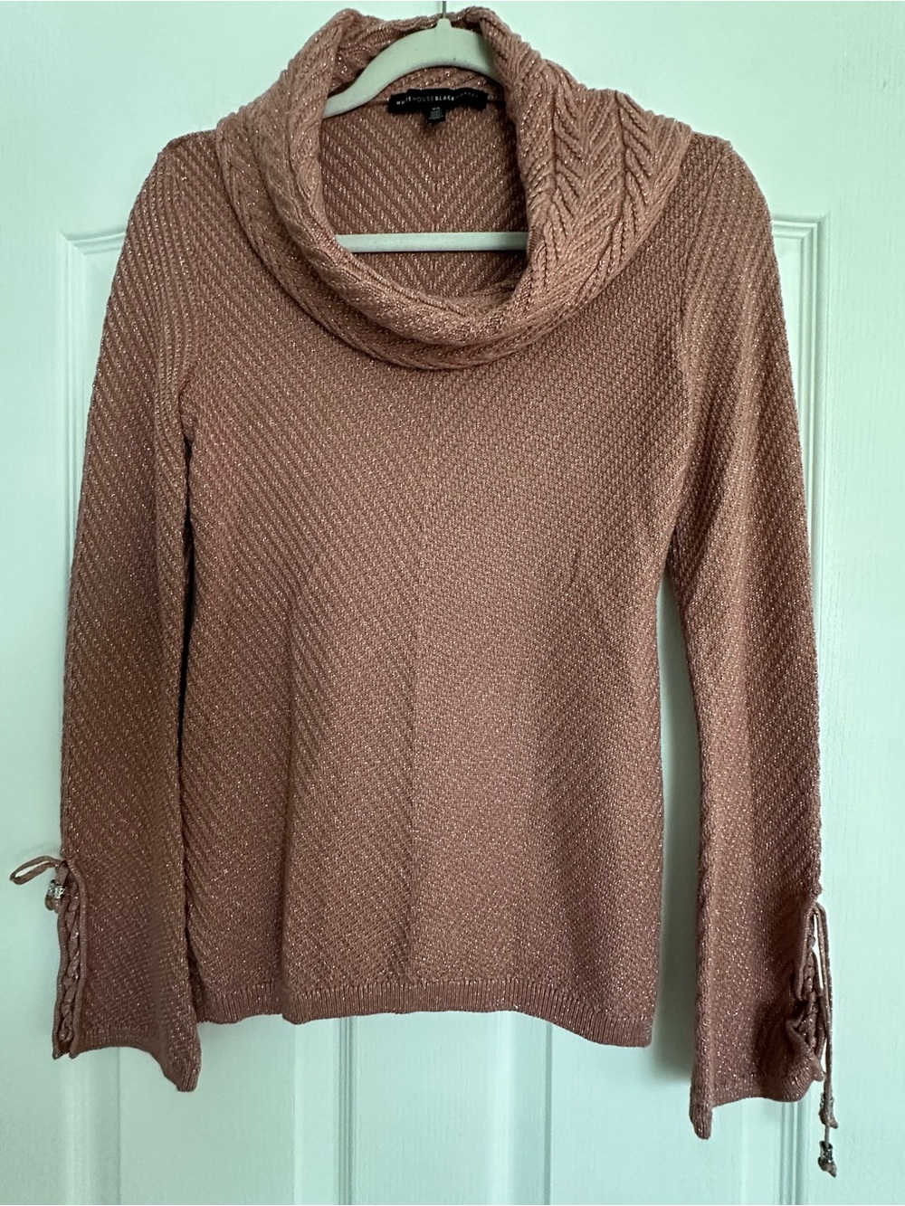 White House Black Market Shimmer Rose Cowl Neck Sweater
